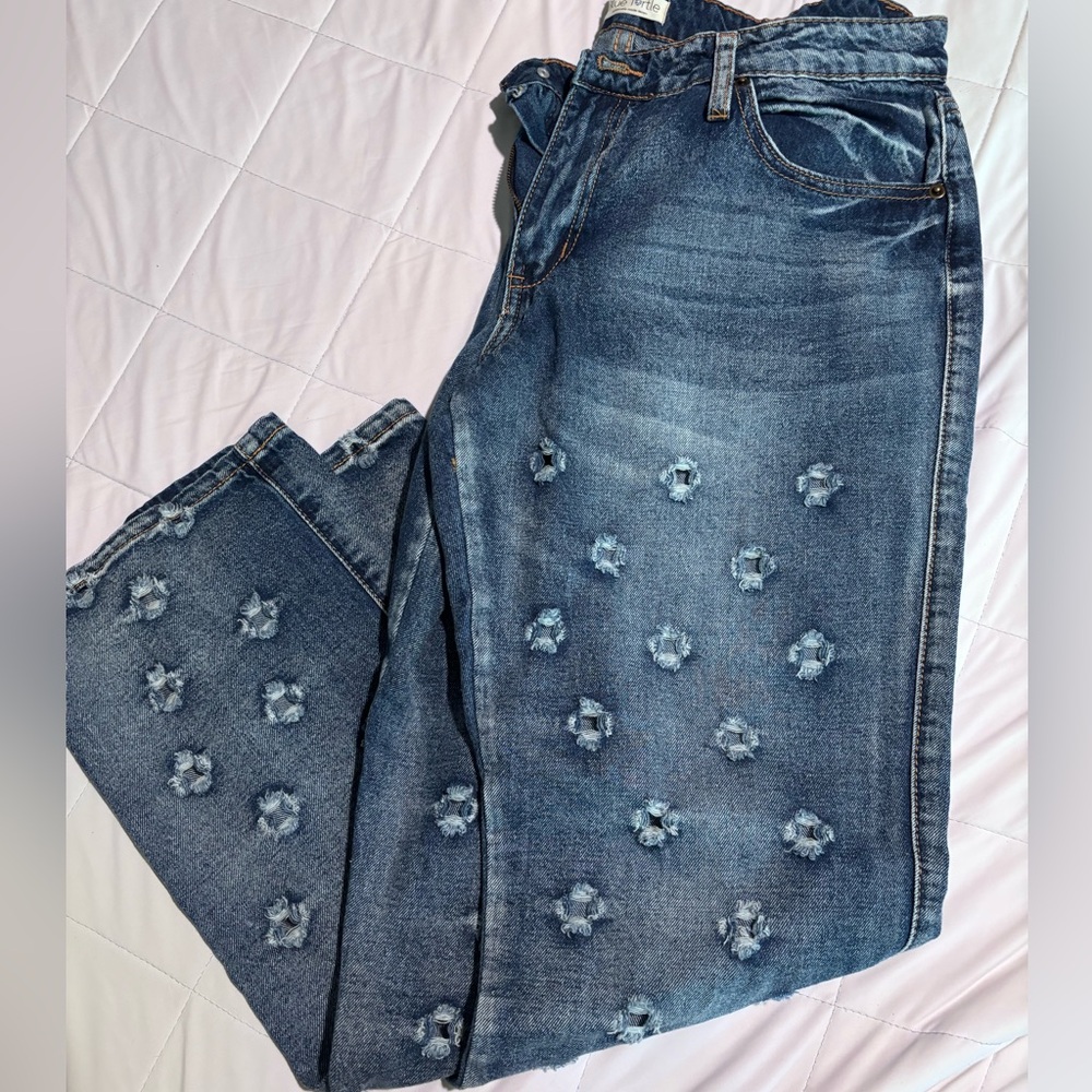 Distressed High Rise Blue turtle  Women's Jeans